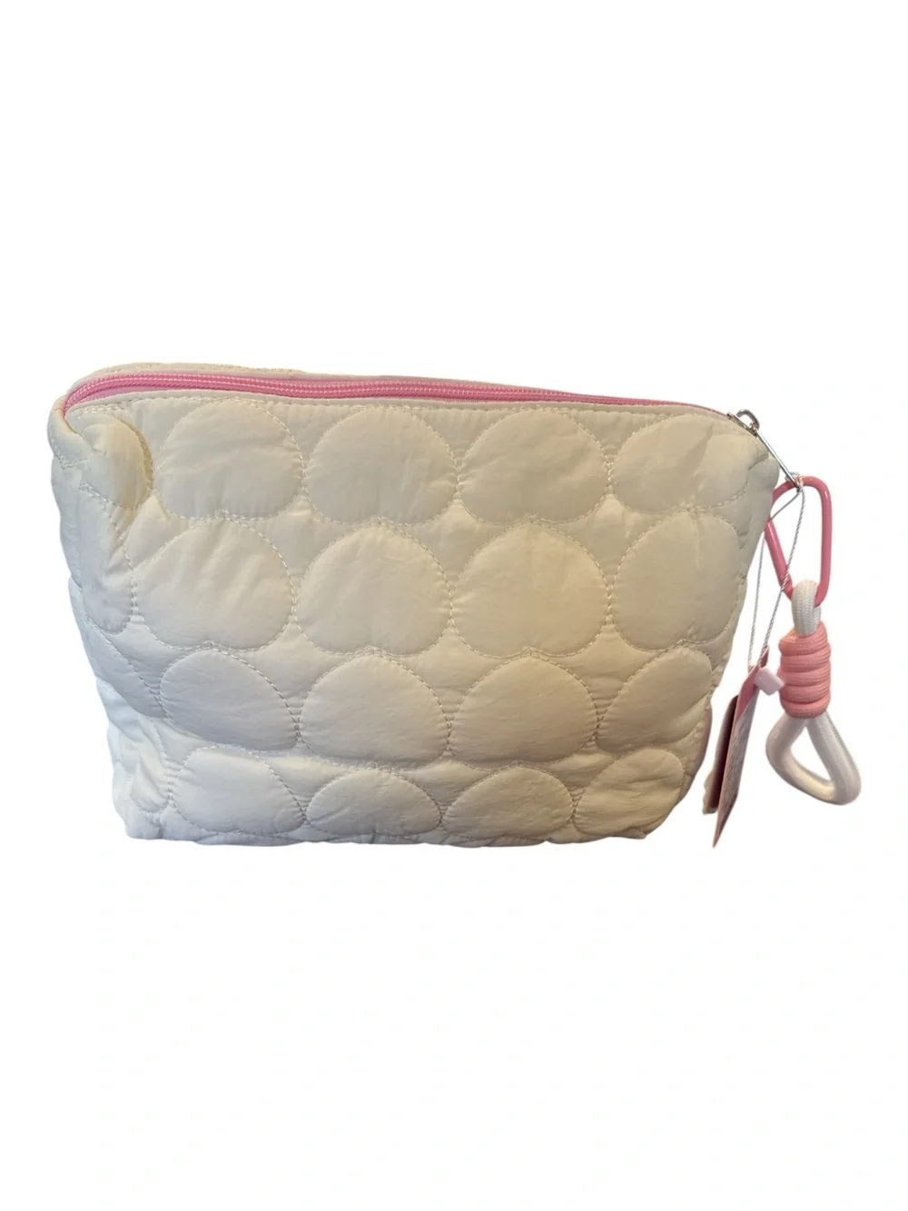 Hello Kitty Cream Quilted Cosmetic Pouch with Pink Trim